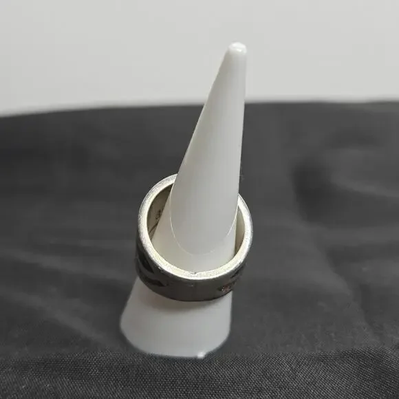 Saritasco 925 Sterling Silver Coral Turquoise Mosaic Inlay Vintage Mexico Ring 6 - Picture 5 of 9